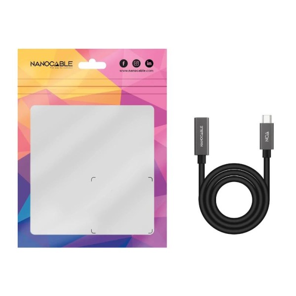 Nanocable cable usb 3.2 gen2 usb-c m/h 1,5 m negro
